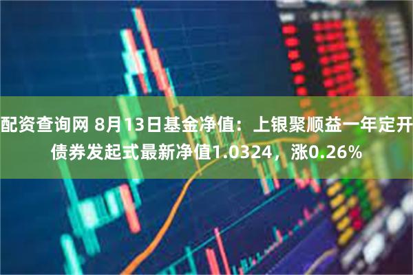 配资查询网 8月13日基金净值：上银聚顺益一年定开债券发起式最新净值1.0324，涨0.26%