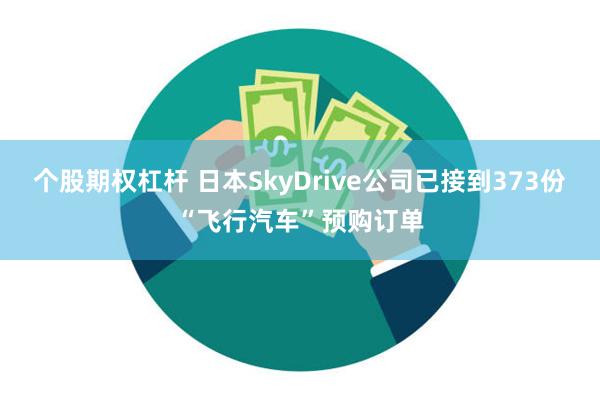 个股期权杠杆 日本SkyDrive公司已接到373份“飞行汽车”预购订单