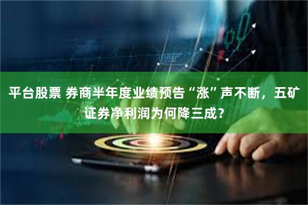 平台股票 券商半年度业绩预告“涨”声不断,五矿证券净利润为何降三成?